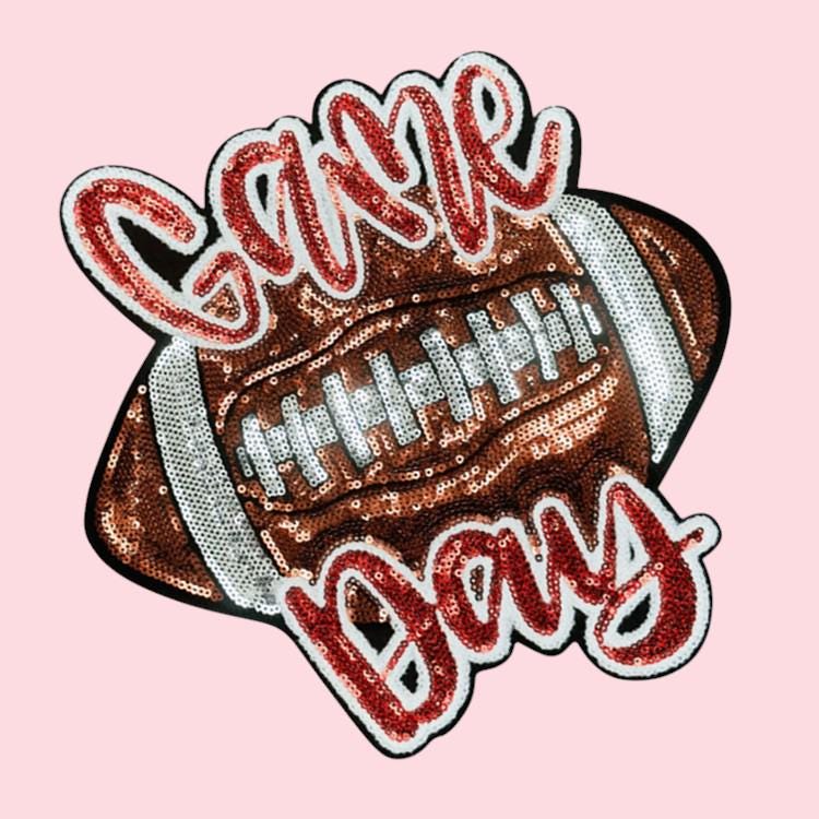 Game Day Football Sequin Iron On Patch